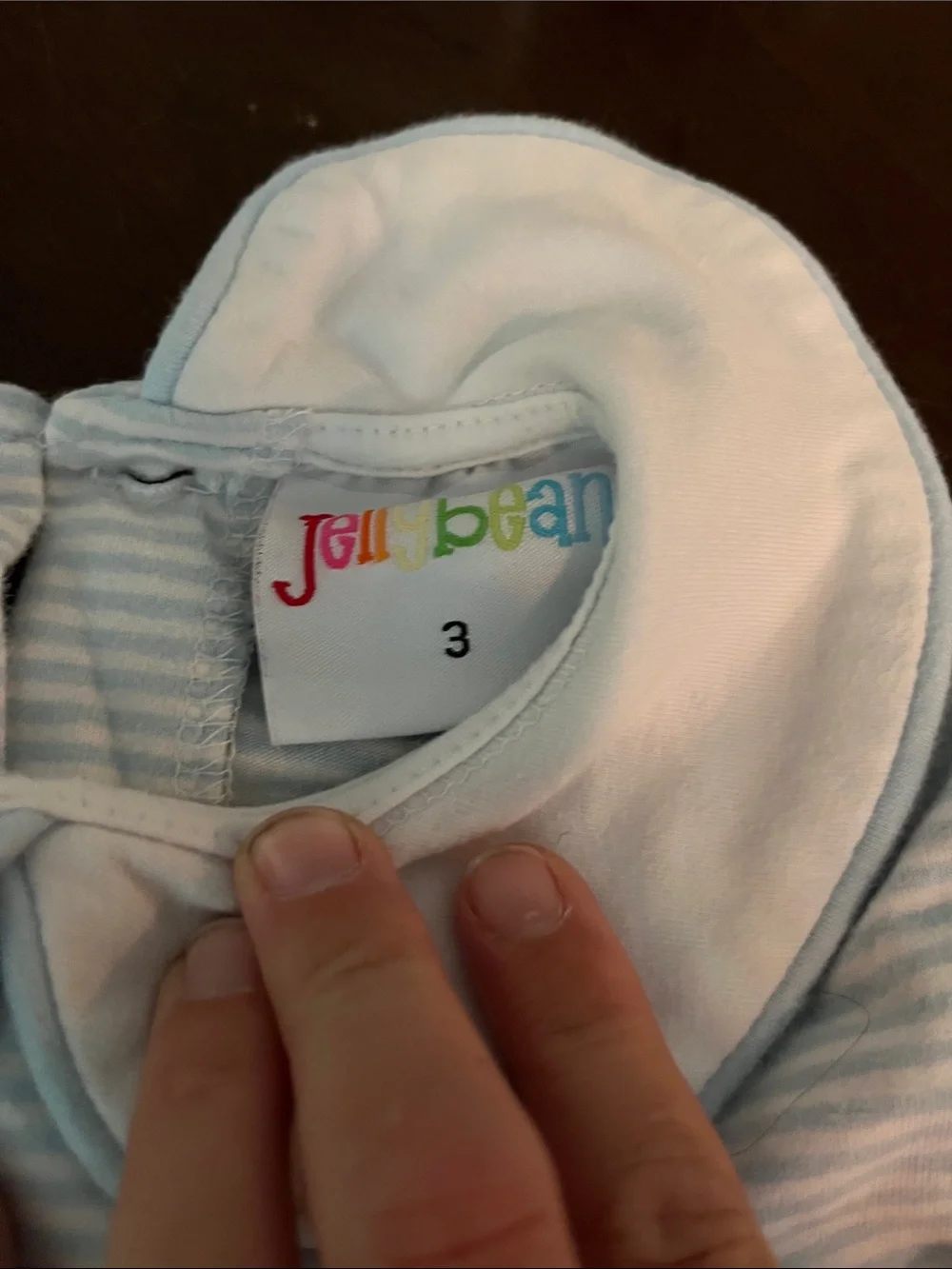 Jelly Beans Light Blue & White Striped Long Sleeve Top with Peter Pan Collar